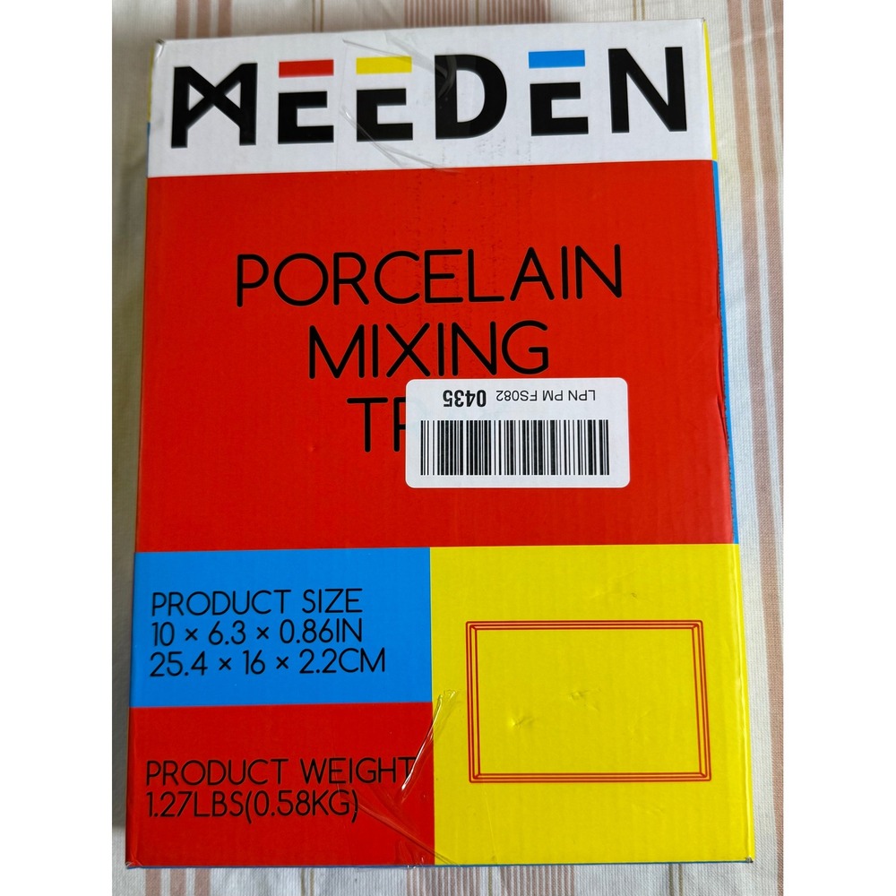 Meeden Porcelain Mixing Tray Ceramic Watercolor Palette 10 x 6.3 Inch White